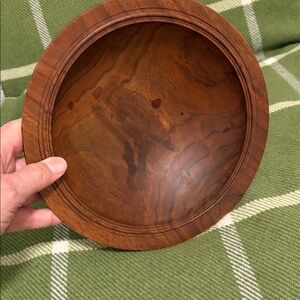 Walnut wood Hand turned black  bowl signed RJ Stoddard artisan